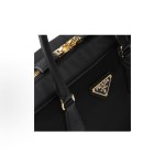 PRADA Re-Edition 1978 Enamel Triangular Metal logo zipper open Shoulder Bag Handbag for Women, black
